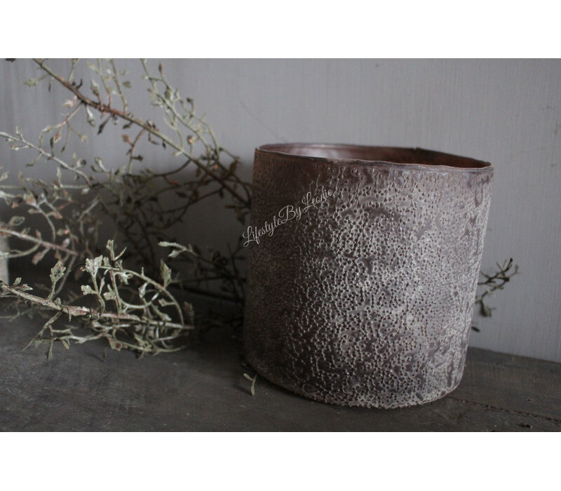 Luksa cilinder windlicht Black/brown 14x14cm