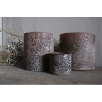 LUKSA cilinder windlicht Black/brown 14 x 14 cm