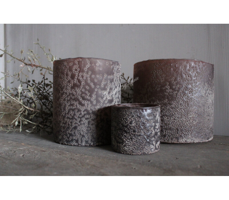 Luksa cilinder windlicht Black/brown 14x14cm