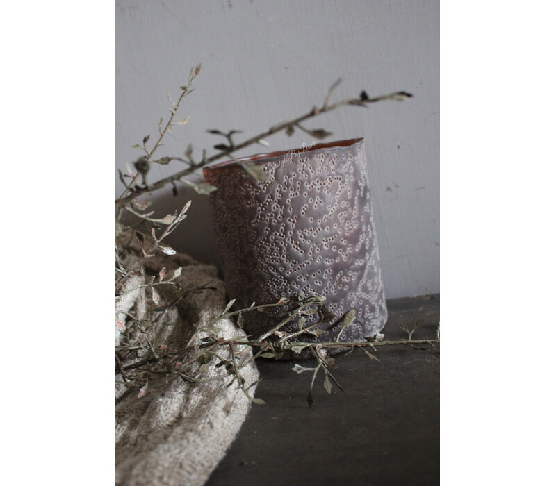 Luksa cilinder windlicht Black/brown 13x15cm