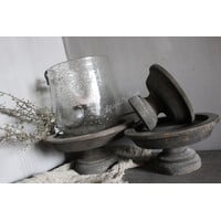Luksa houten windlicht-voet Jade antique grey S