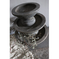 Luksa houten windlicht-voet Jade antique grey S