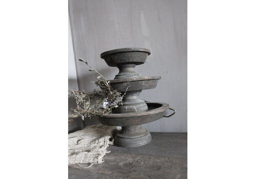 LUKSA Luksa houten windlicht-voet Jade antique grey S