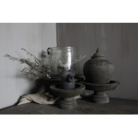 Luksa houten windlicht-voet Jade antique grey S