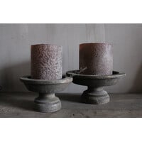 Luksa houten windlicht-voet Jade antique grey M