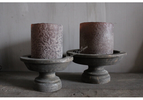 LUKSA Luksa houten windlicht-voet Jade antique grey M