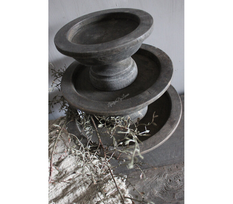 Luksa houten windlicht-voet Jade antique grey M