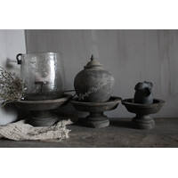 Luksa houten windlicht-voet Jade antique grey M