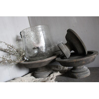Luksa houten windlicht-voet Jade antique grey L