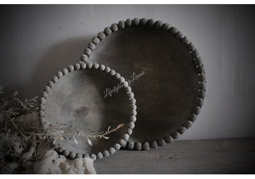 LUKSA LUKSA houten schaal Yava antique grey 35 x 7 cm