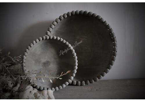 LUKSA Luksa houten schaal Yava antique grey 35x7cm