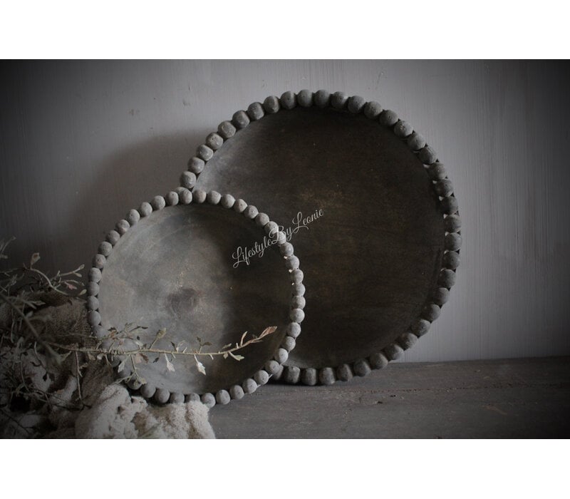 Luksa houten schaal Yava antique grey 35x7cm