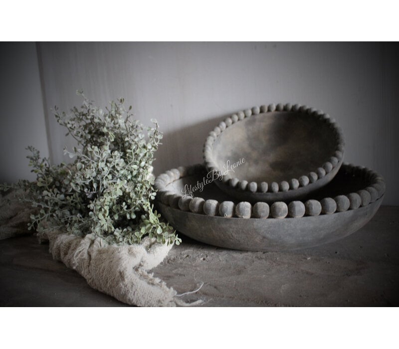 Luksa houten schaal Yava antique grey 35x7cm