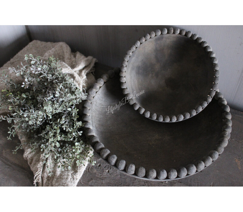 Luksa houten schaal Yava antique grey 24x6cm