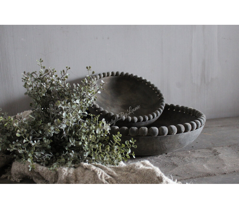 Luksa houten schaal Yava antique grey 24x6cm