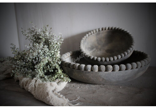 LUKSA Luksa houten schaal Yava antique grey 24x6cm