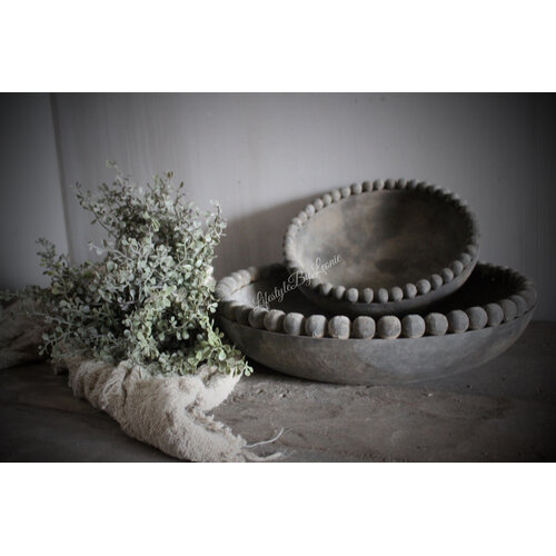 Luksa houten schaal Yava antique grey 24x6cm 