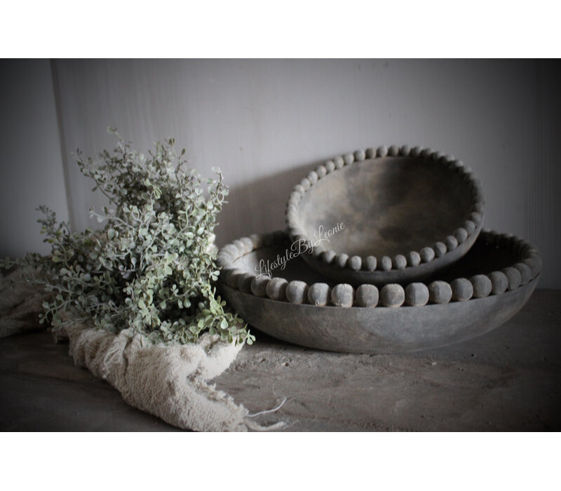 LUKSA houten schaal Yava antique grey 24 x 6 cm