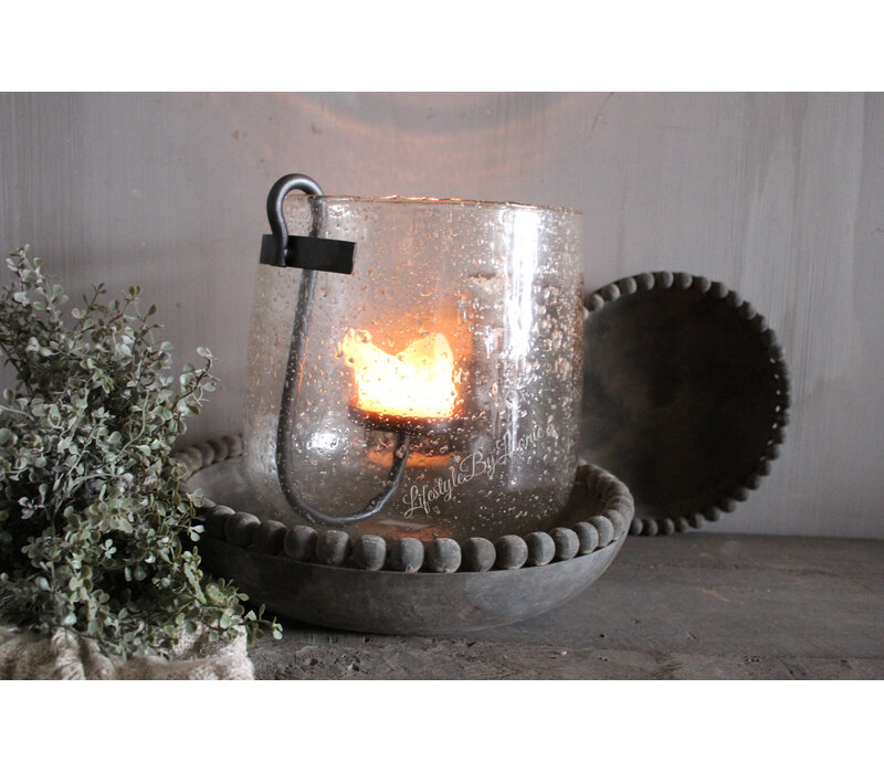 LUKSA houten schaal Yava antique grey 24 x 6 cm