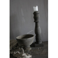 Luksa houten ronde vijzel pot op voet 24x19cmH