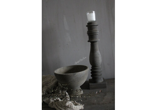 LUKSA Luksa houten ronde vijzel pot op voet 24x19cmH