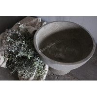 LUKSA houten ronde vijzel pot op voet 24 x 19 cm