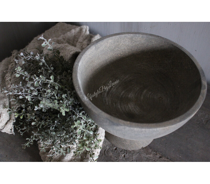 LUKSA houten ronde vijzel pot op voet 24 x 19 cm