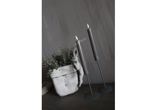 Metalen dinerkaars kandelaar grijs 14cm