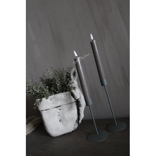 Metalen kandelaar dinerkaars Grijs 14 cm 