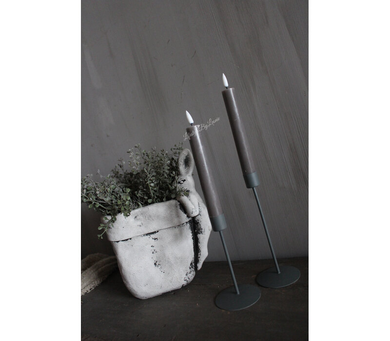 Metalen kandelaar dinerkaars Grijs 14 cm