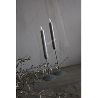 Metalen kandelaar dinerkaars Grijs 19 cm