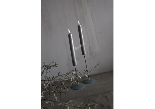 Metalen dinerkaars kandelaar grijs 19cm