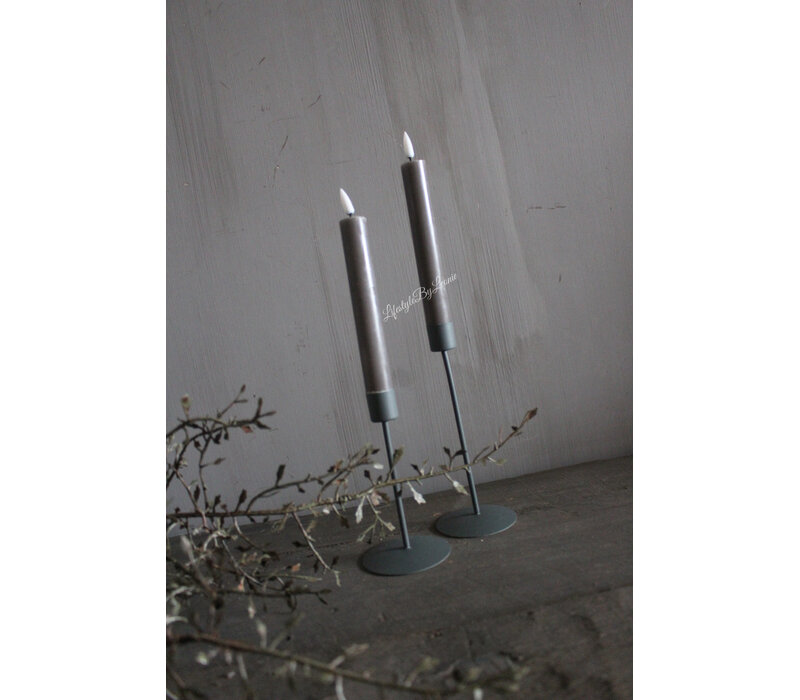 Metalen kandelaar dinerkaars Grijs 19 cm