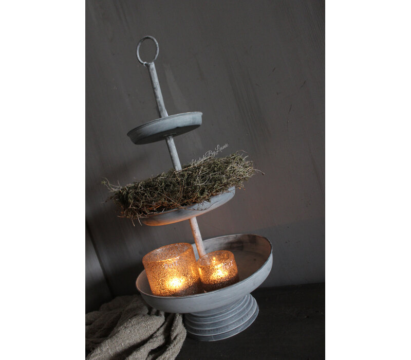 Zinken 3 laags etagere Grijs 61x30cm