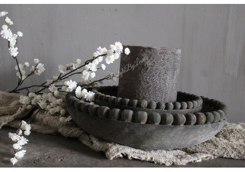 LUKSA LUKSA houten schaal Yava antique grey 24 x 6 cm