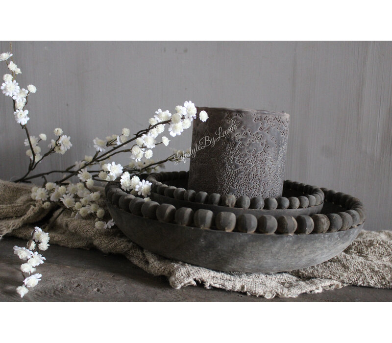 LUKSA houten schaal Yava antique grey 35 x 7 cm