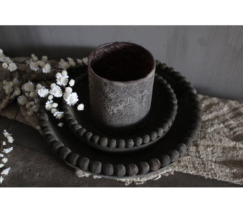 LUKSA houten schaal Yava antique grey 35 x 7 cm