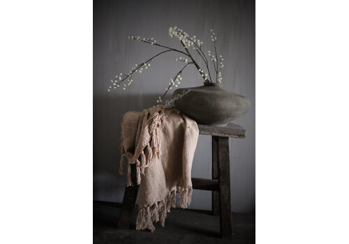 Plaid linnen look Cosy taupe 160 x 130 cm