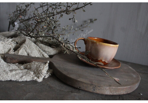 Sober kopje + schotel brown 13 cm