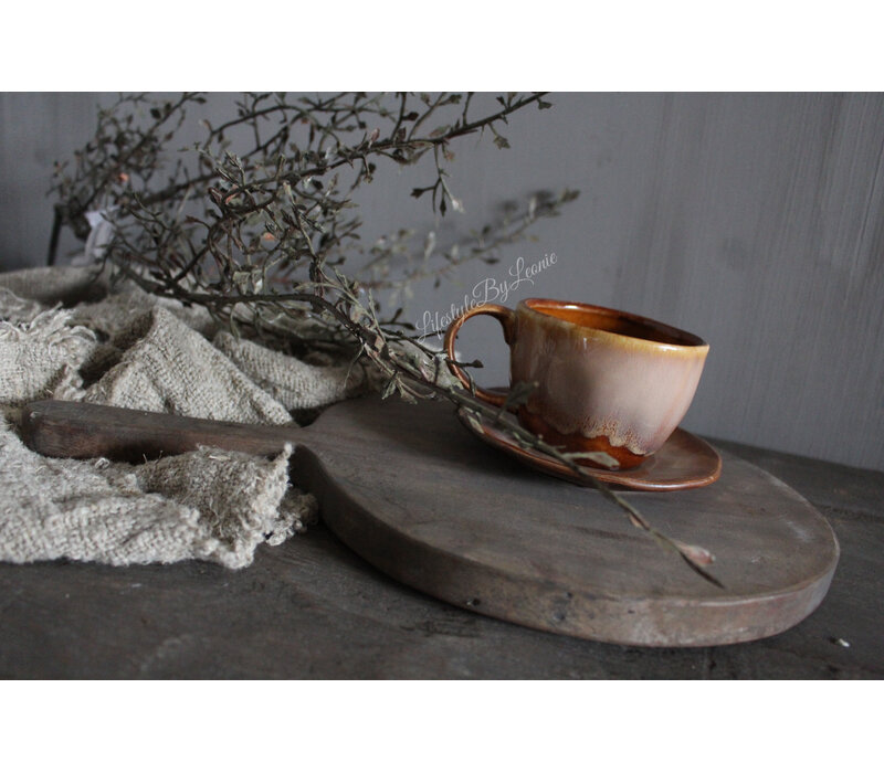 Sobere kop en schotel brown 13 cm