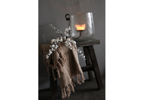 Rond windlicht met bubbeltjes + S haak 26x25cm