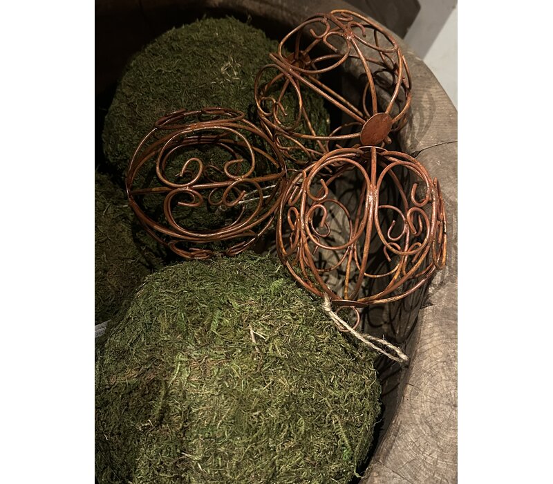 Roestige deco bal 10 cm