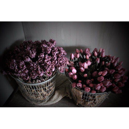 Namaak boeket parkiet tulpen Mauve 40cm 