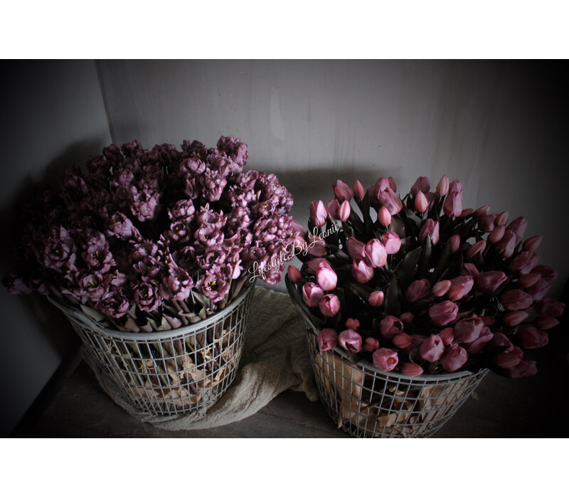 Namaak boeket parkiet tulpen Mauve 40cm