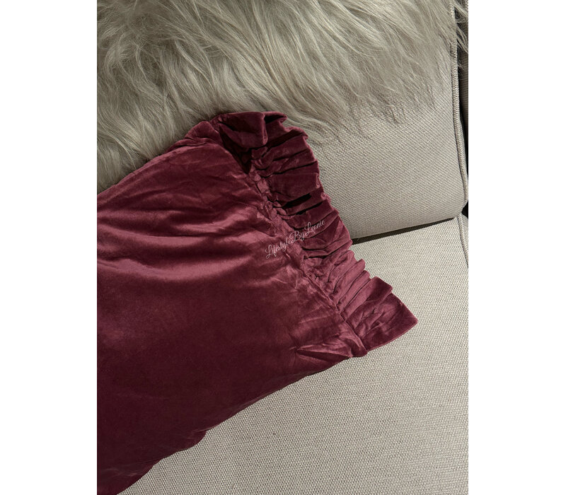 Kussen velours fringe Purple 70 x 35 cm