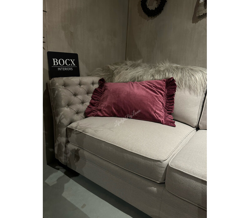 Kussen velours fringe Purple 70x35cm