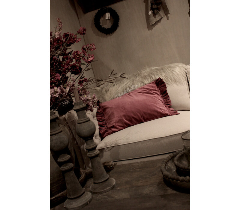 Kussen velours fringe Purple 70x35cm