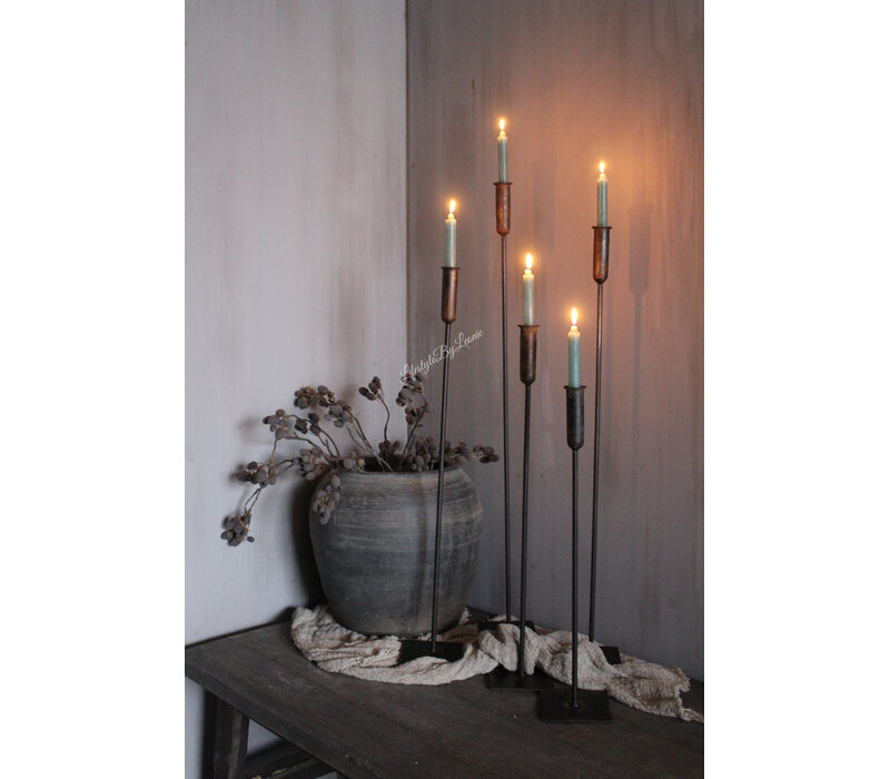 Smeedijzeren kandelaar dinerkaars 90 cm