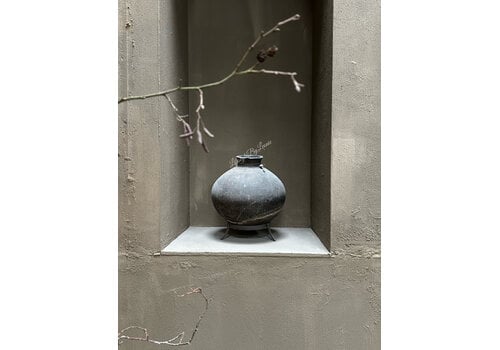 Hoffz Interior Hoffz Interior stenen ronde kruik op standaard 33x30cm