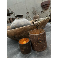 Hoffz Interior stenen ronde kruik op standaard 33x30cm